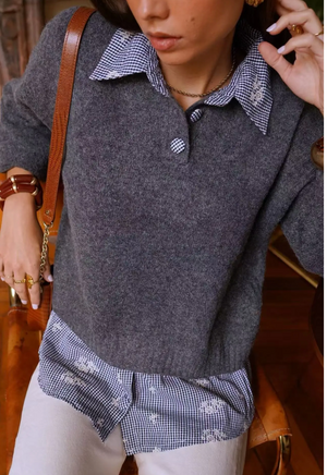 April 1986 - Gingham Layered Sweater