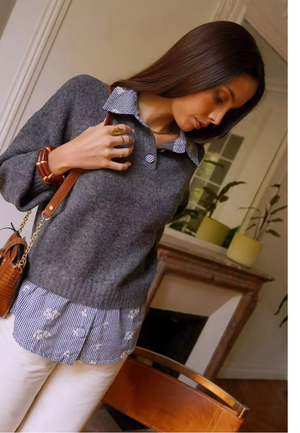 April 1986 - Gingham Layered Sweater