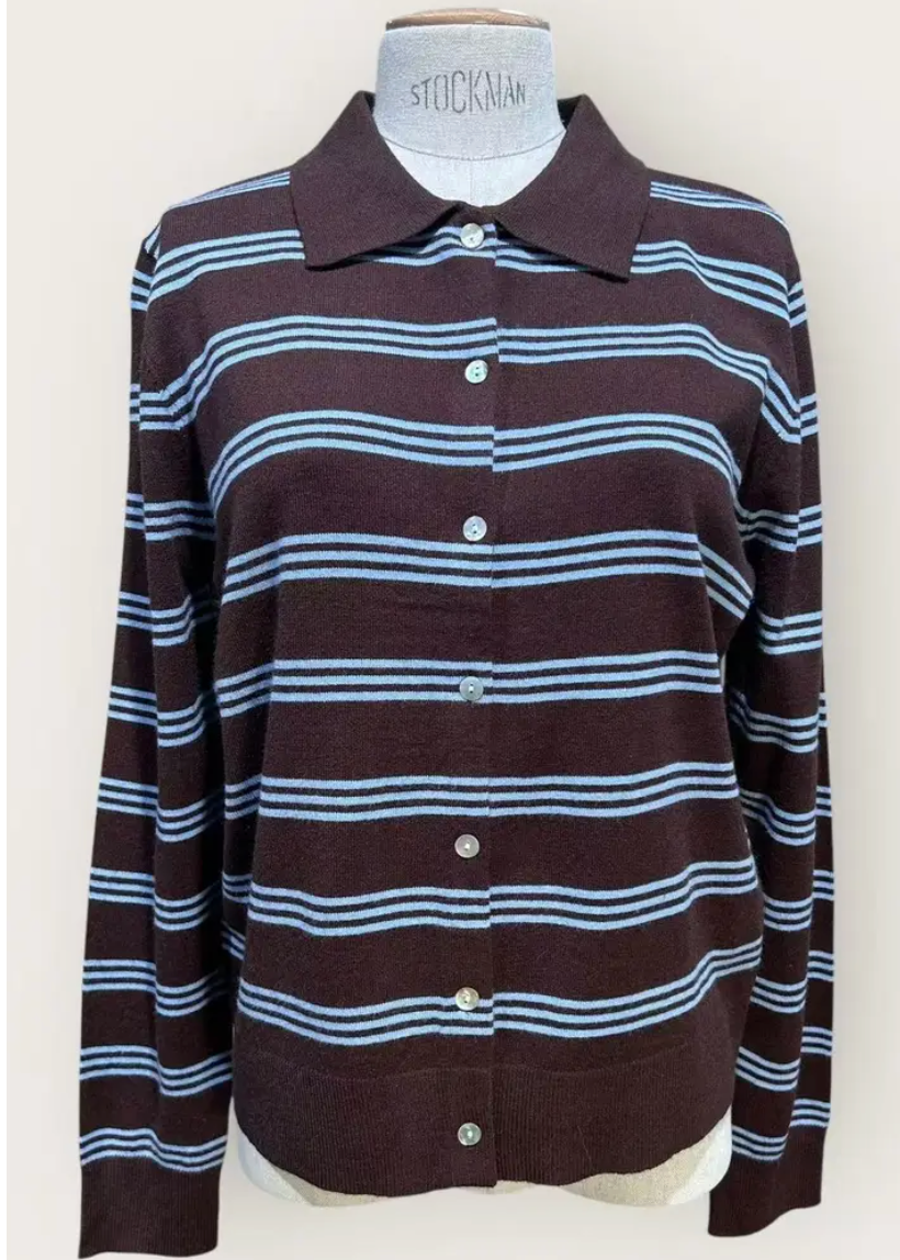 April 86 - Soft knit Caridan - Brown & Blue