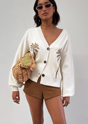 NFD - Cream Palm Cardigan