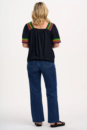 Sugarhill - Carmen Top- Black, Rainbow