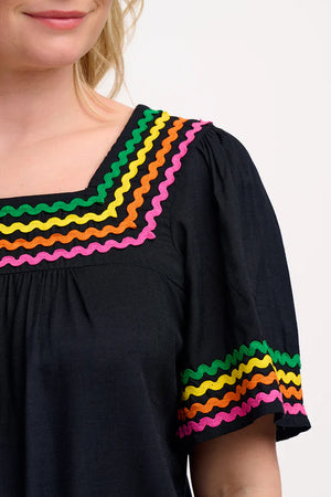 Sugarhill - Carmen Top- Black, Rainbow