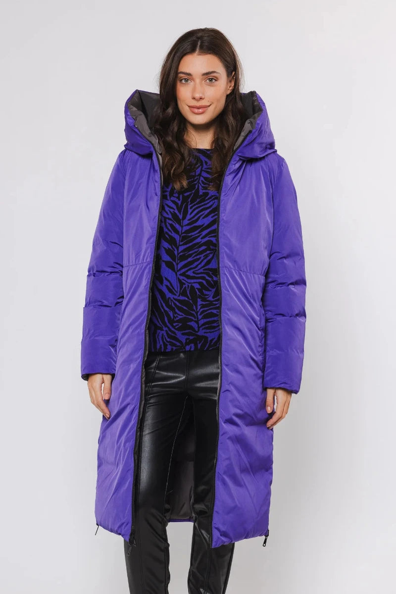 Rino & Pelle - Keila Reversible Coat - Graphite and purple