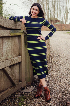 Sugarhill - Liselle midi knit dress - Navy double stripe