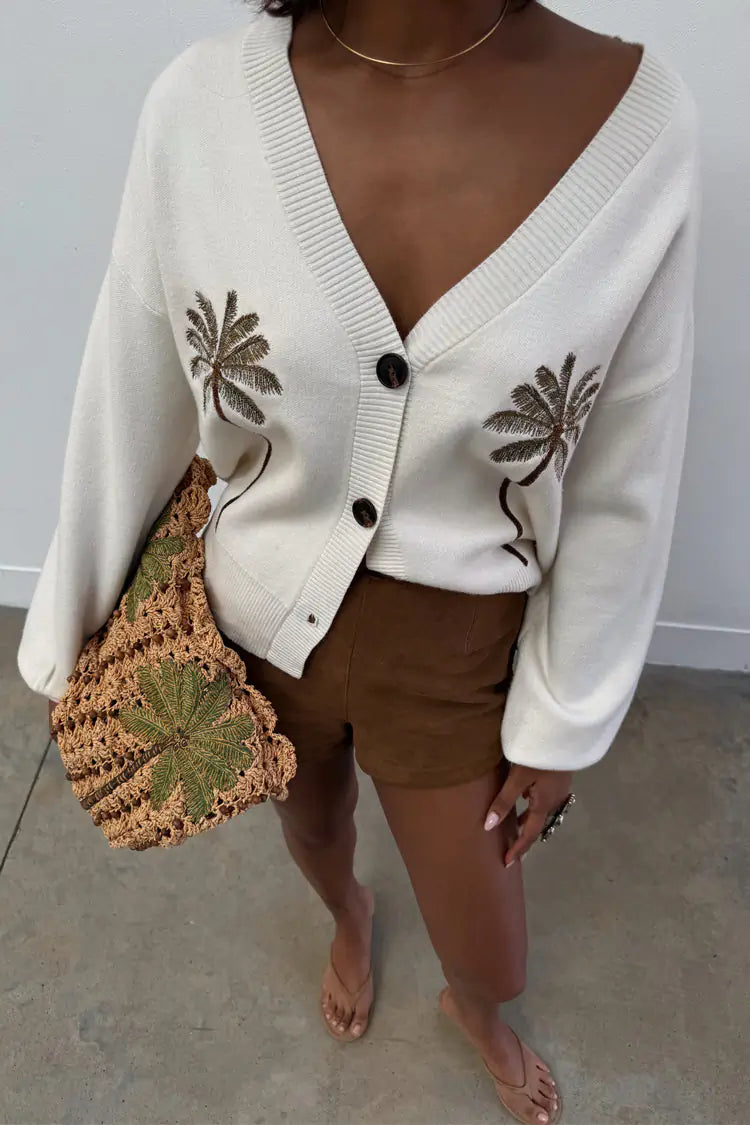 NFD - Cream Palm Cardigan