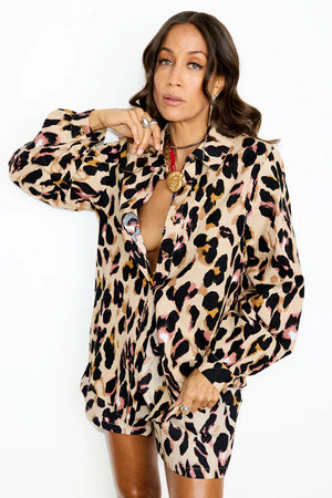 NFD - Cotton Linen Leopard Gabbie Shirt