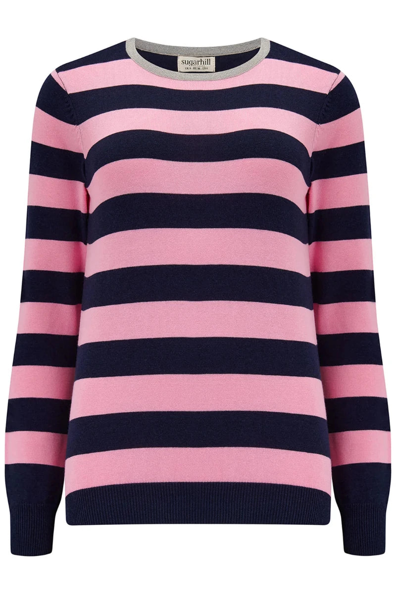 Sugarhill - Rowena jumper - Navy/pink, silver collar