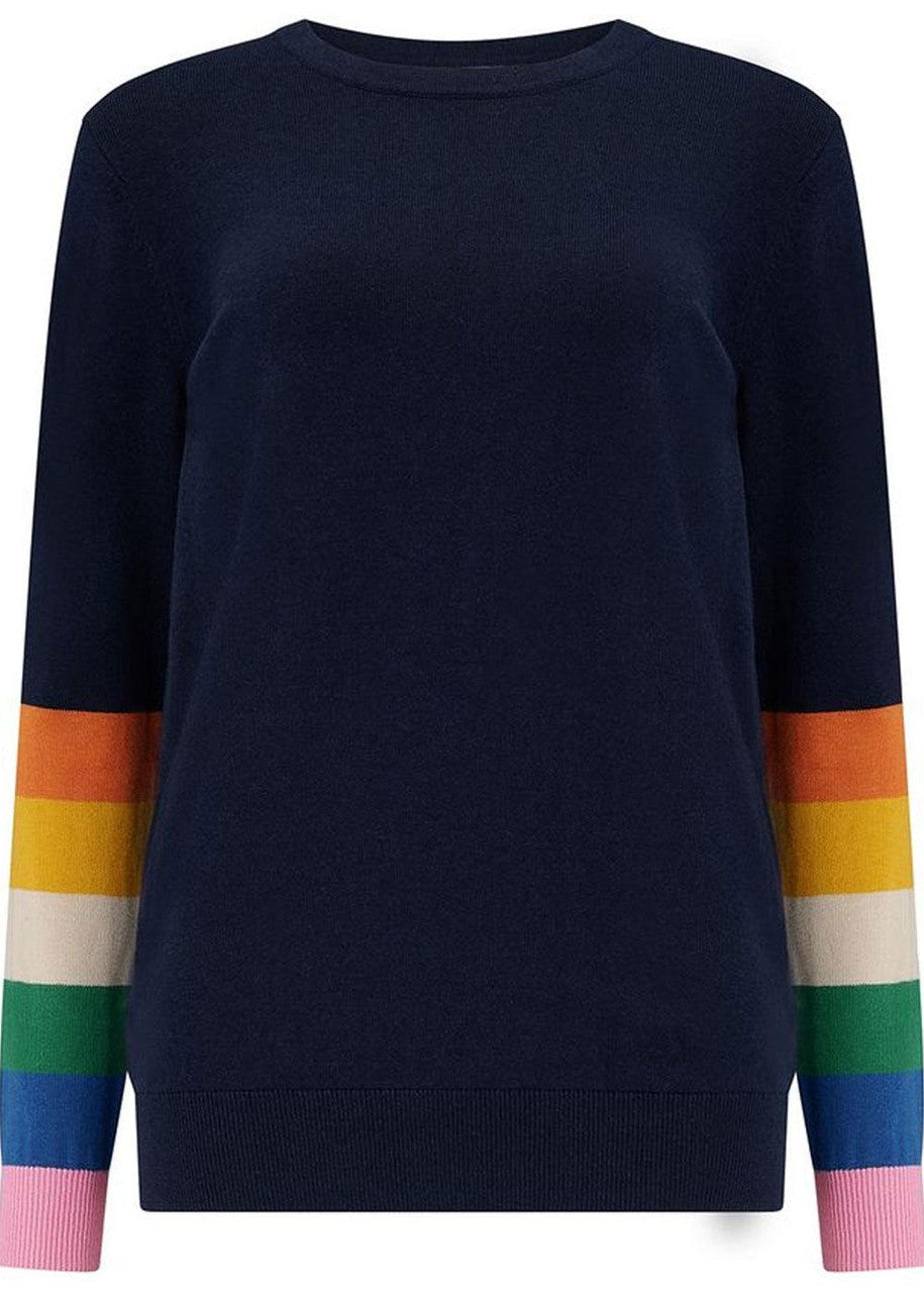 Sugarhill -Rita Jumper - Rainbow Stripes Navy