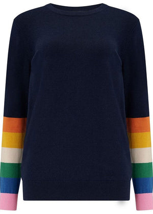 Sugarhill -Rita Jumper - Rainbow Stripes Navy
